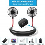 Wholesale Hand Free Mini USB Fan Rechargeable Portable Headphone Design Wearable Neckband Fan, 3 Level Air Flow, 7 LED Lights, 360 Degree Free Rotation (Black)